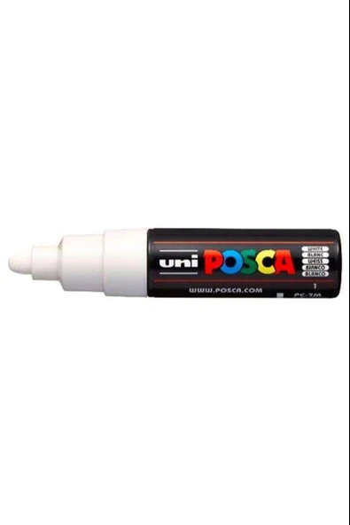 Uni-Ball Markör Boyama Kalemi Posca 4.5-5.5 Su Bazlı Poster Markörü Beyaz PC-7M (6 Lı Paket) ürün görseli 1