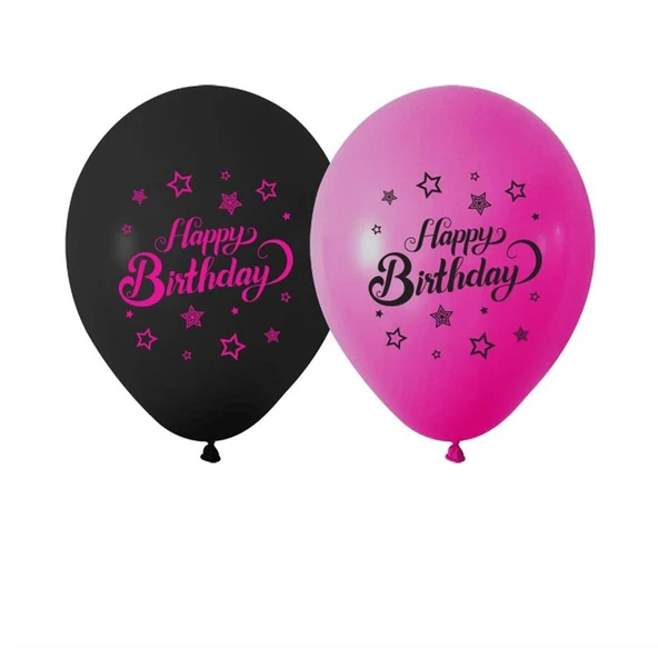 Bafix Balon 1+1 Pink Stars Baskılı 12" Pastel (100 Lü Paket) ürün görseli 1