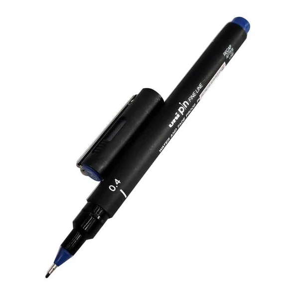 Uni-Ball Pin 0.4 Fine Line Akrilik Uçlu Kalem Teknik Çizim Kalemi Mavi PIN04-200 (12 Li Paket) ürün görseli 1