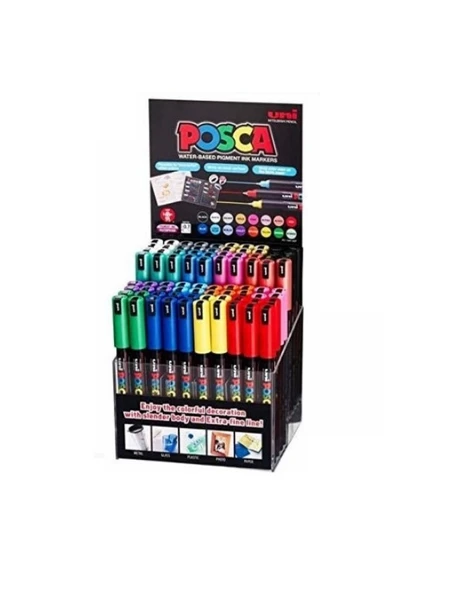 Uni-Ball Posca 0.7 Mm Su Bazlı Poster Kalemi Markörü 80 Li Set PC-1MR/80P Set ürün görseli 1