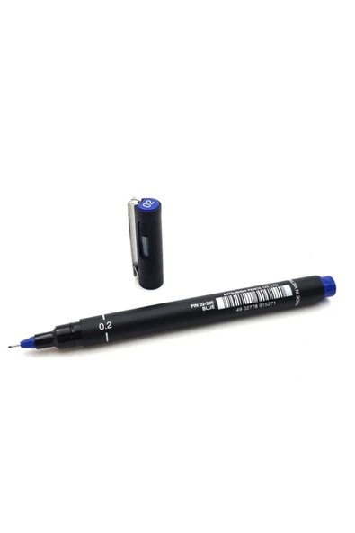 Uni-Ball Pin 0.2 Fine Line Akrilik Uçlu Kalem Teknik Çizim Kalemi Mavi PIN02-200 (12 Li Paket) ürün görseli 1
