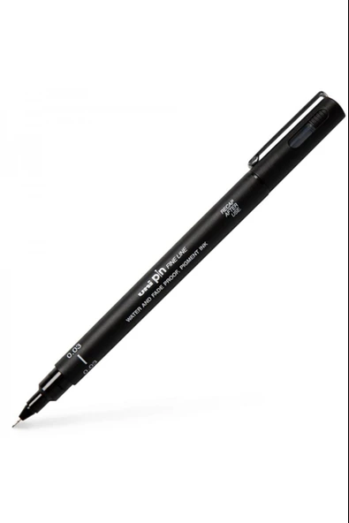 Uni-Ball Pin 0.03 Fine Line Kesik Uçlu Kalem Fine Liner Drawing Pen Siyah PIN003-200 (12 Li Paket) ürün görseli 1