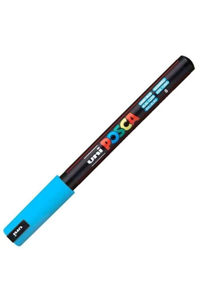 Uni-Ball Markör Boyama Kalemi Posca Boyama Kalemi Su Bazlı Poster 0.7 Mm Açık Mavi Pc-1Mr (6 Lı Paket) ürün görseli 1
