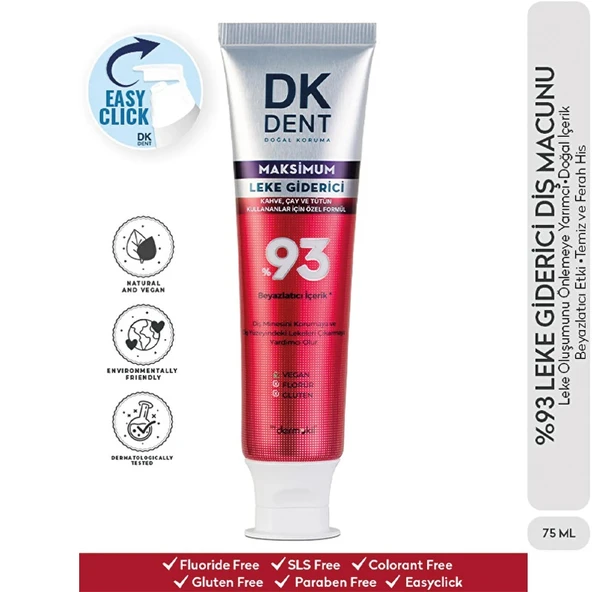 DKDENT %93 Maksimum Leke Giderici Diş Macunu 75 ml ürün görseli 1