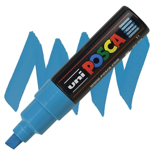 Uni-Ball Posca Boyama Kalemi 8.0 Su Bazlı Poster Markörü Turkuaz PC-8K (6 Lı Paket) ürün görseli 1