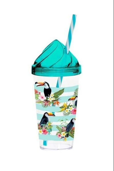 Herevin Desenli Pipetli Plastik Bardak Tropical 660 Cc 161748-006 ürün görseli 1