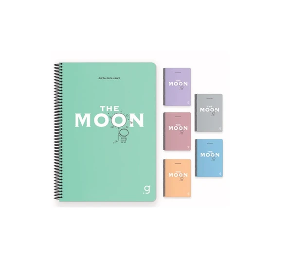 Gıpta Moon Spiralli Plastik Kapak Defter A4 80 Yaprak Çizgili 6956 (Karışık Renk 1 Adet) ürün görseli 1