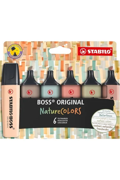 Stabilo Fosforlu Kalem (İşaret Kalemi) Boss Naturecolors 6Er Etui 70/6-2-2 (6 Lı Set) ürün görseli 1