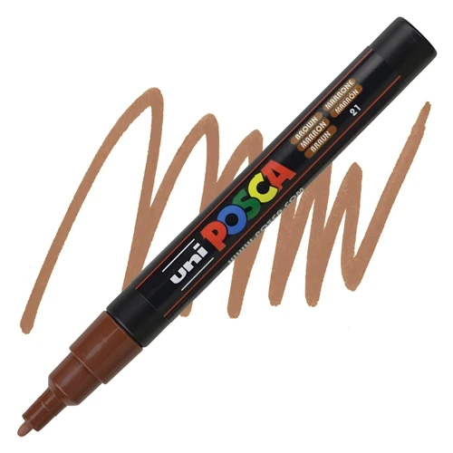 Uni-Ball Markör Boyama Kalemi Posca Su Bazlı Poster 0.9-1.3 Mm Kahverengi pc-3m (6 Lı Paket) ürün görseli 1