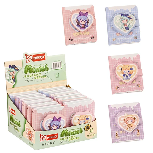 Mikro Not Defteri Minish Heart Squishy Mini 128 Yaprak Mini-40 (Karışık Renk 1 Adet) ürün görseli 1