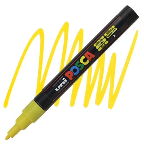 Uni-Ball Markör Boyama Kalemi Posca Su Bazlı Poster 0.9-1.3 Mm Sarı Pc-3M (6 Lı Paket) ürün görseli 1