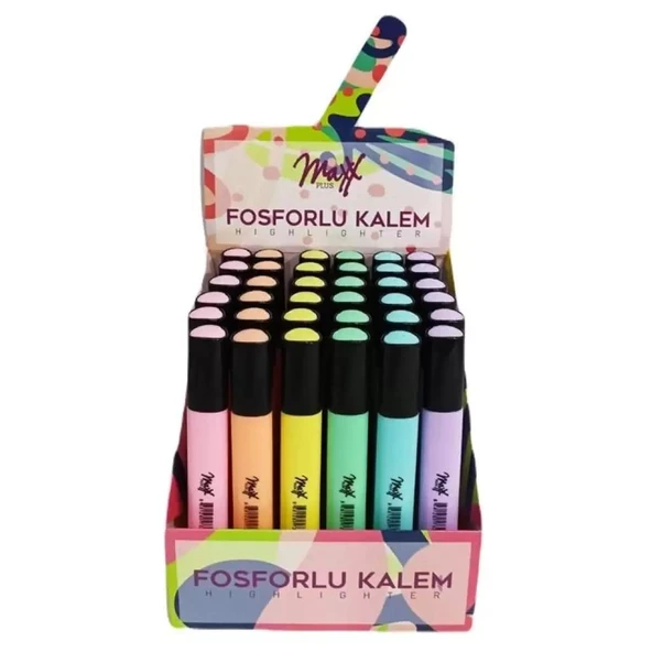 Vinson Maxx Fosforlu Kalem (İşaret Kalemi) Pastel Renkler Mx-2620 (36 Lı Paket) ürün görseli 1