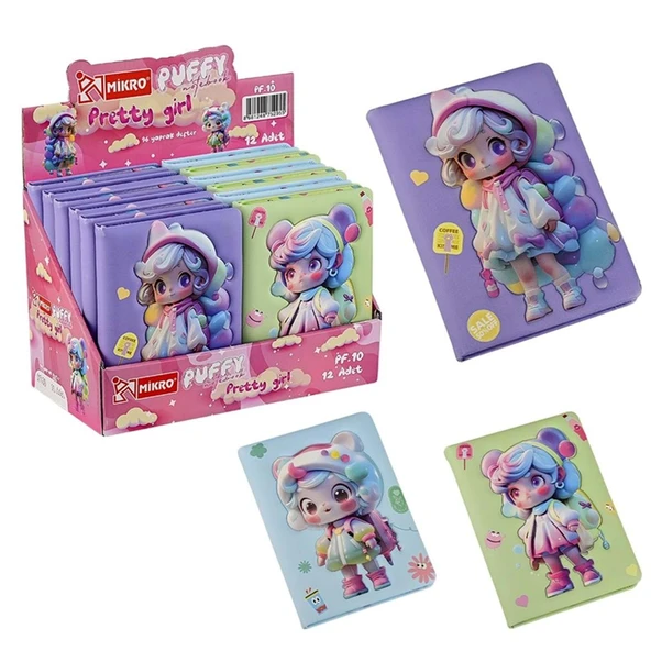 Mikro Not Defteri Puffy Pretty Girl 96 Yaprak Pf-10 (Karışık Renk 1 Adet) ürün görseli 1