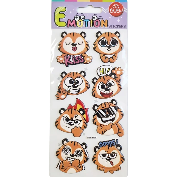 Bu-Bu Emotions Puffy Sticker Tigers 9x21 SWP-1706 ürün görseli 1