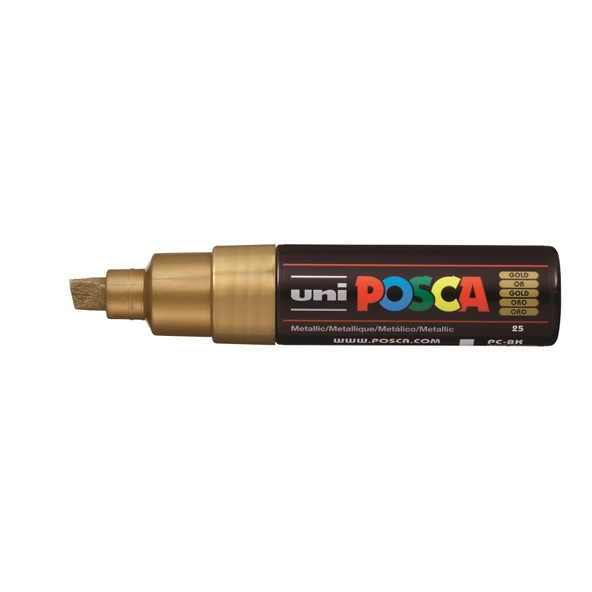 Uni-Ball Posca Su Bazlı Boyama Kalemi 8.0 Poster Markörü 8.0 Mm Altın pc-8k (6 Lı Paket) ürün görseli 1