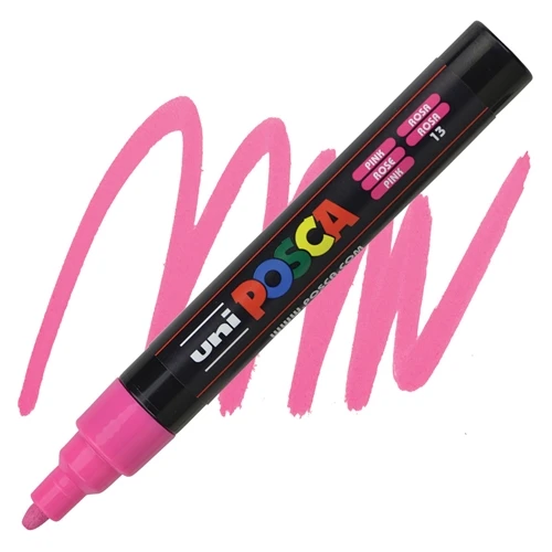 Uni-Ball Markör Boyama Kalemi Posca Su Bazlı Poster 1.8-2.5 Mm Neon Pembe pc-5m (6 Lı Paket) ürün görseli 1