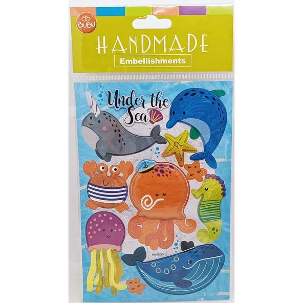 Bu-Bu Handmade Sticker Deniz Hayvanları 12,5x23,5 HMSB-304 ürün görseli 1