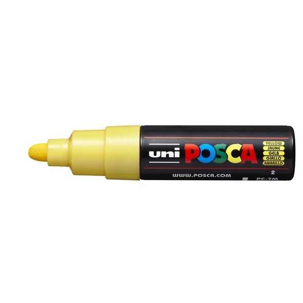 Uni-Ball Markör Boyama Kalemi Posca 4.5-5.5 Su Bazlı Poster Markörü Sarı pc-7m (6 Lı Paket) ürün görseli 1