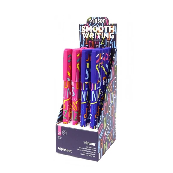 Vinson Maxx Jel Tükenmez Kalem Yazım Rengi Mavi 0.7 Mm Vinson Desenli A28 (20 Li Paket) ürün görseli 1