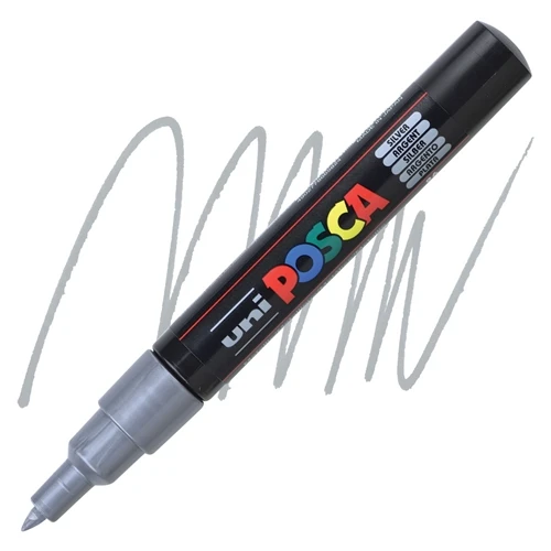 Uni-Ball Posca 0.7 Su Bazlı Poster Markör Kalem Gümüş pc-1m (6 Lı Paket) ürün görseli 1