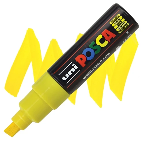 Uni-Ball Posca Su Bazlı Boyama Kalemi 8.0 Poster Markörü 8.0 Mm Sarı pc-8k (6 Lı Paket) ürün görseli 1