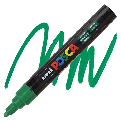 Uni-Ball Markör Boyama Kalemi Posca Su Bazlı Poster 1.8-2.5 Mm Yeşil Pc-5M (6 Lı Paket) ürün görseli 1