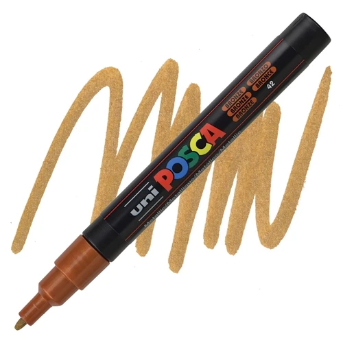 Uni-Ball Markör Boyama Kalemi Posca Su Bazlı Poster 0.9-1.3 Mm Bronz pc-3m (6 Lı Paket) ürün görseli 1