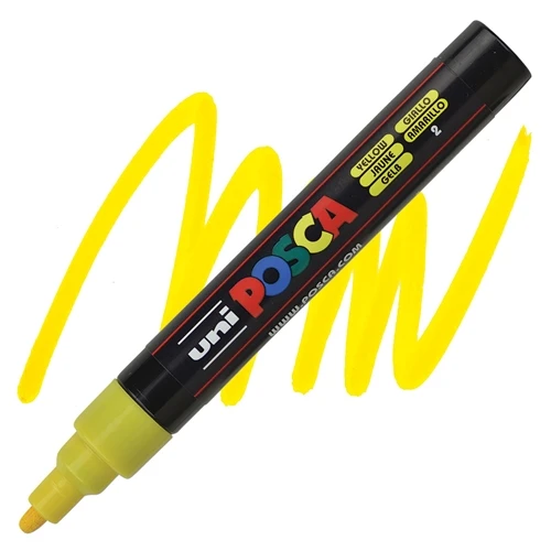 Uni-Ball Markör Boyama Kalemi Posca Su Bazlı Poster 1.8-2.5 Mm Sarı pc-5m (6 Lı Paket) ürün görseli 1