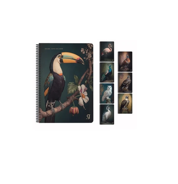 Gıpta Natura Spiralli Karton Kapak Defter A4 80 Yaprak Çizgili 7057 (Karışık Renk 1 Adet) ürün görseli 1
