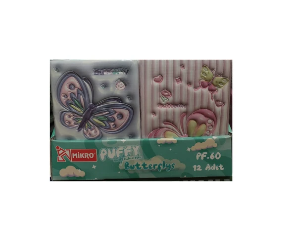 Mikro Not Defteri Puffy Butterflys 96 Yaprak Pf-60 (Karışık Renk 1 Adet) ürün görseli 1