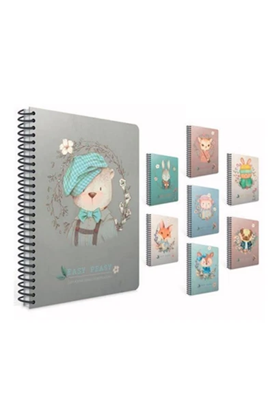 Gıpta Easy Notes Spiralli Karton Kapak Defter A4 80 Yaprak Kareli 4746 Karışık Renk (2 Li Paket) ürün görseli 1