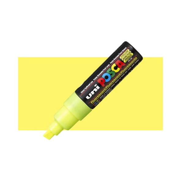 Uni-Ball Posca 8.0 Mm kesik Uç Su Bazlı Poster Markör Kalem Fosforlu Sarı Pc-8k (6 Lı Paket) ürün görseli 1