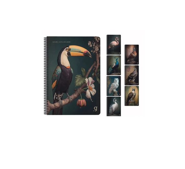 Gıpta Spiralli Karton Kapak Defter Natura 17X24 Cm 80 Yaprak Kareli 7061 (4 Lü Paket) ürün görseli 1
