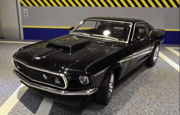 Welly Koleksiyon 1 / 24 Ölçek 1969 Ford Mustang Boss 429 Siyah Arazi Aracı Model Metal Araba ürün görseli 1