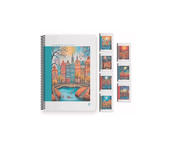 Gıpta City Spiralli Sert Kapak Not Defteri 17X24 Cm 80 Yaprak Kareli 7255 (Karışık Renk 1 Adet) ürün görseli 1