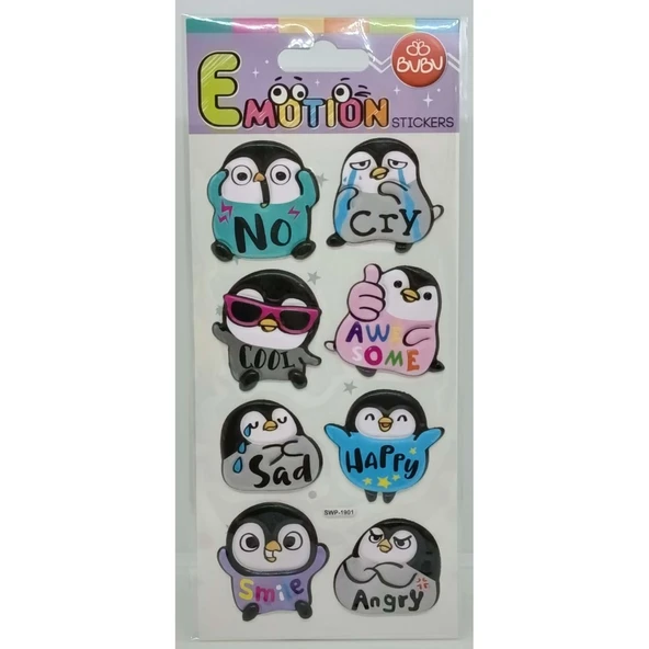 Bu-Bu Emotions Puffy Sticker Penguin - Message 9x21 SWP-1901 ürün görseli 1