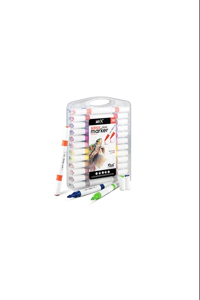 Rich Art-X Acrylic Marker Duo Marker Çift Uçlu Su Bazlı Boyama Kalemi 24 Renk Set ürün görseli 1