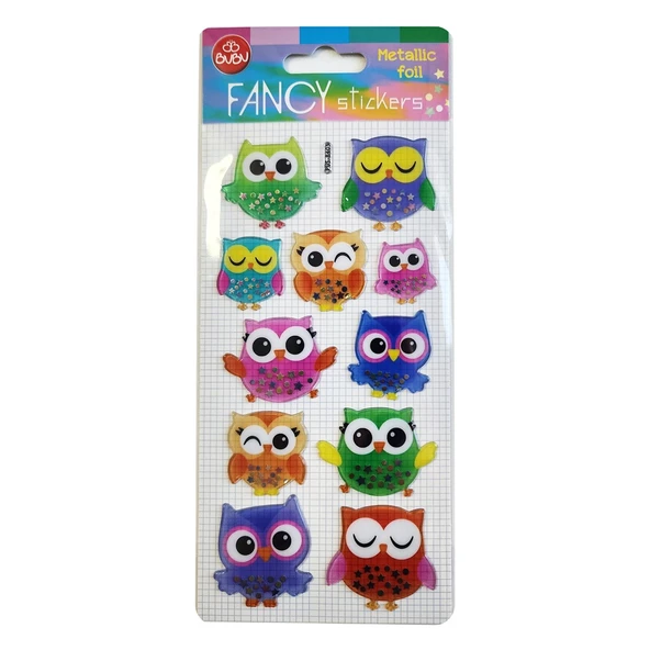 Bu-Bu Damla Sticker Baykuş Metalik 9x20 PUS-8405 ürün görseli 1