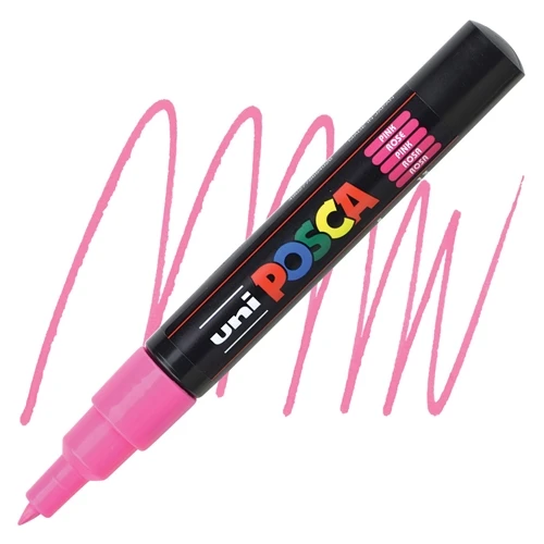 Uni-Ball Posca 0.7 Su Bazlı Poster Markör Kalem Neon Pembe pc-1m (6 Lı Paket) ürün görseli 1