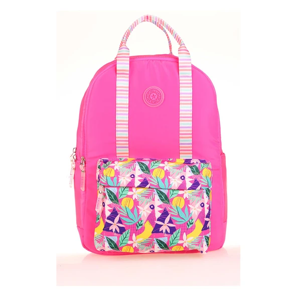 Kaukko Okul Sırt Çantası Double Stripe Pink K1762 ürün görseli 1