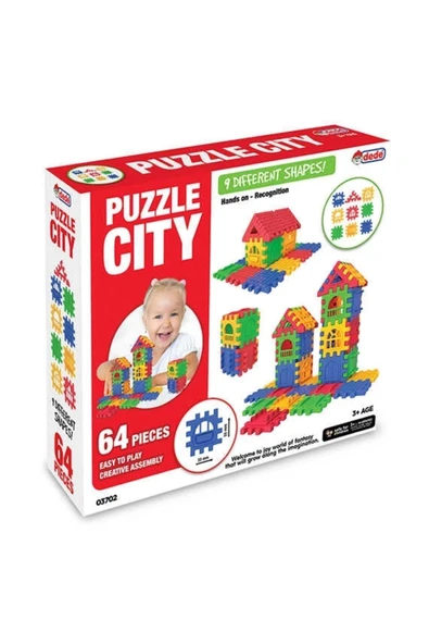 Dede Oyuncak Puzzle City Lego 64 Parça 03702 ürün görseli 1
