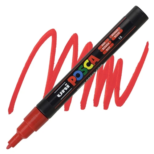 Uni-Ball Markör Boyama Kalemi Posca Su Bazlı Poster 0.9-1.3 Mm Kırmızı Pc-3M (6 Lı Paket) ürün görseli 1
