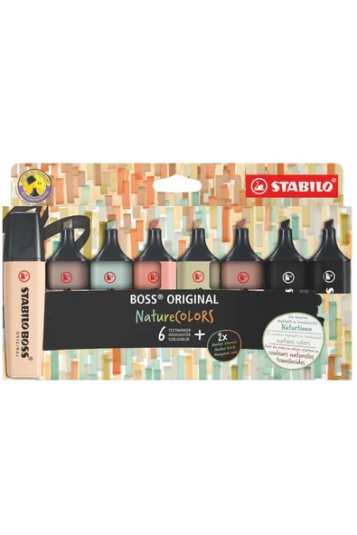 Stabilo Fosforlu Kalem (İşaret Kalemi) Boss Naturecolors Wallet 70/8-2-1 (8 Li Set) ürün görseli 1