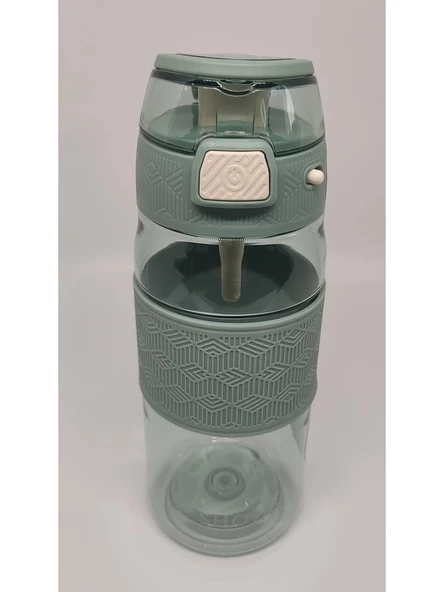 Shotay Matara (Suluk) Şeffaf Kapaklı Şeritli Tritan 600 Ml Sht-St-7202 (Karışık Renk 1 Adet) ürün görseli 1