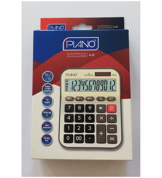 Piano 12 Hane Hesap Makinesi A8 0000949 (Karışık Renk 1 Adet) ürün görseli 1