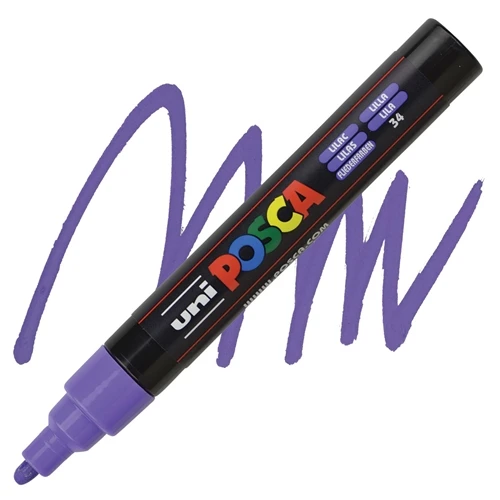 Uni-Ball Posca 1.8-2.5 Su Bazlı Poster Boyama Kalemi Markörü Leylak N Pc-5M (6 Lı Paket) ürün görseli 1