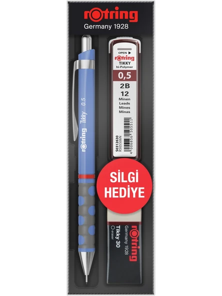 Rotring Okul Seti Tikky Rd Versatil Kalem 0.5+Min Silgi Hediyeli Menekşe Mavi ürün görseli 1