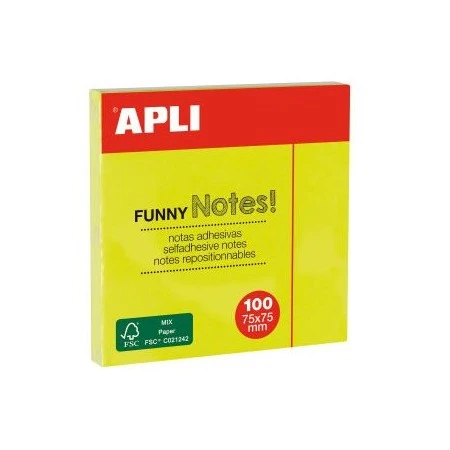 Aplı Yapışkanlı Not Kağıdı Sarı Funny 100 Yaprak 75X75 11897 (12 Li Paket) ürün görseli 1