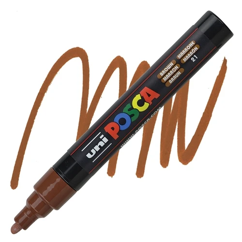 Uni-Ball Posca 1.8-2.5 Su Bazlı Poster Boyama Kalemi Markörü Kahverengi Pc-5M (6 Lı Paket) ürün görseli 1