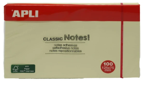 Aplı Yapışkanlı Not Kağıdı Classic 100 Yaprak 125X75 10976 (12 Li Paket) ürün görseli 1